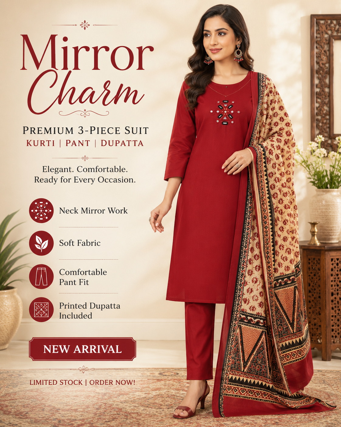 Mirror Charm Premium 3-Piece Suit Set
