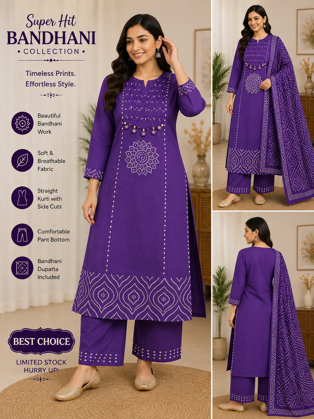 Bandhani Ethnic Straight Suit