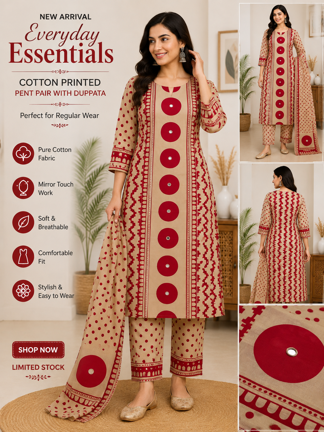 Elegant Cotton Printed Kurta Set