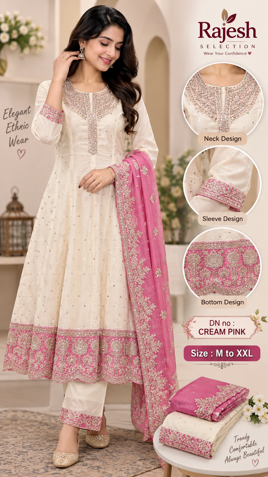 Anarkali concept neckline work