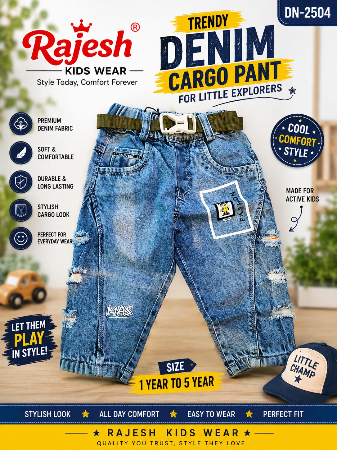Stylish Distressed Denim Cargo