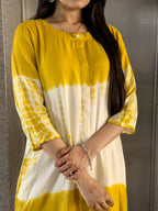 Yellow A-line Kurta Pant Set for Women