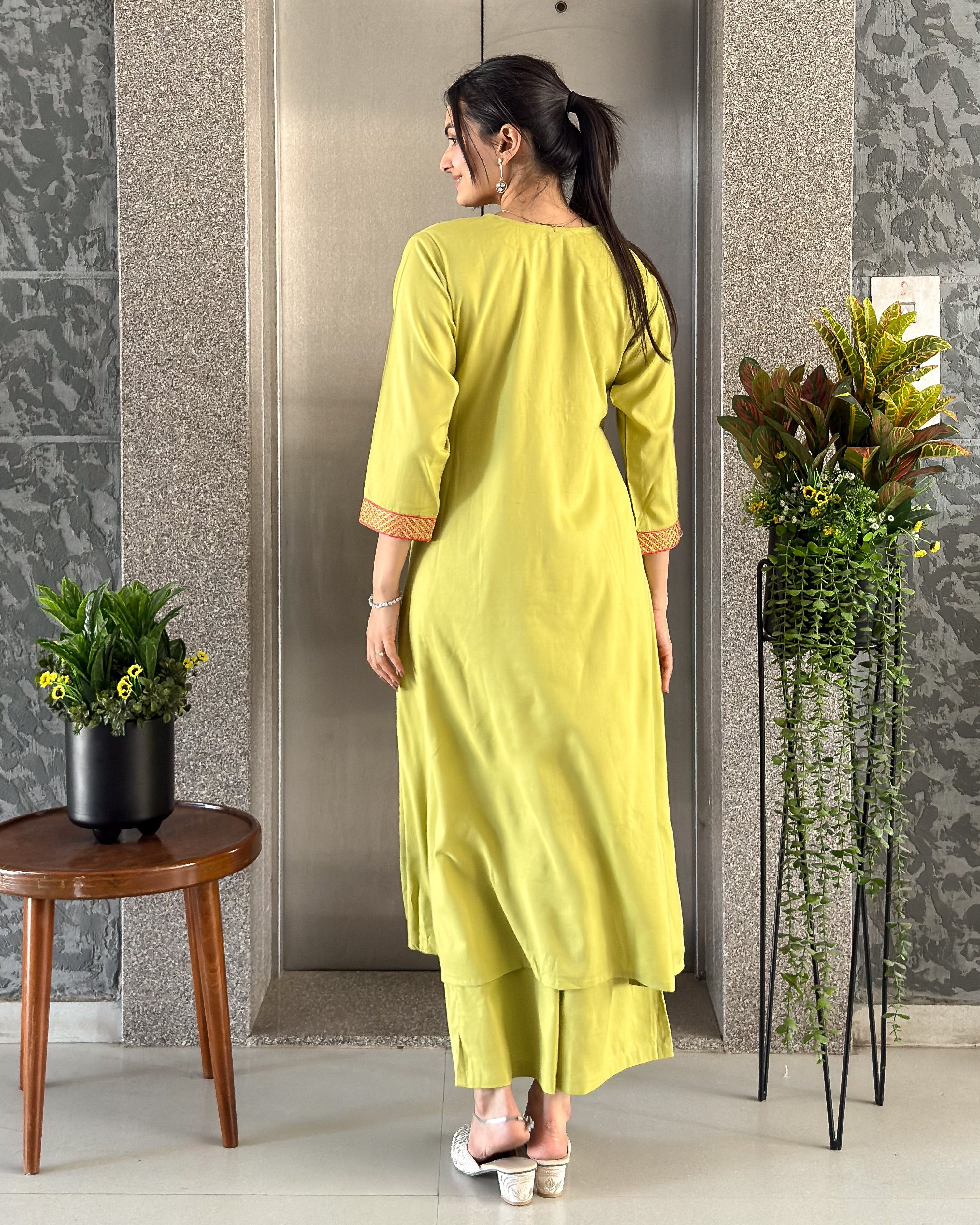 Parrot A-Line Kurta Palazzo Set For Women