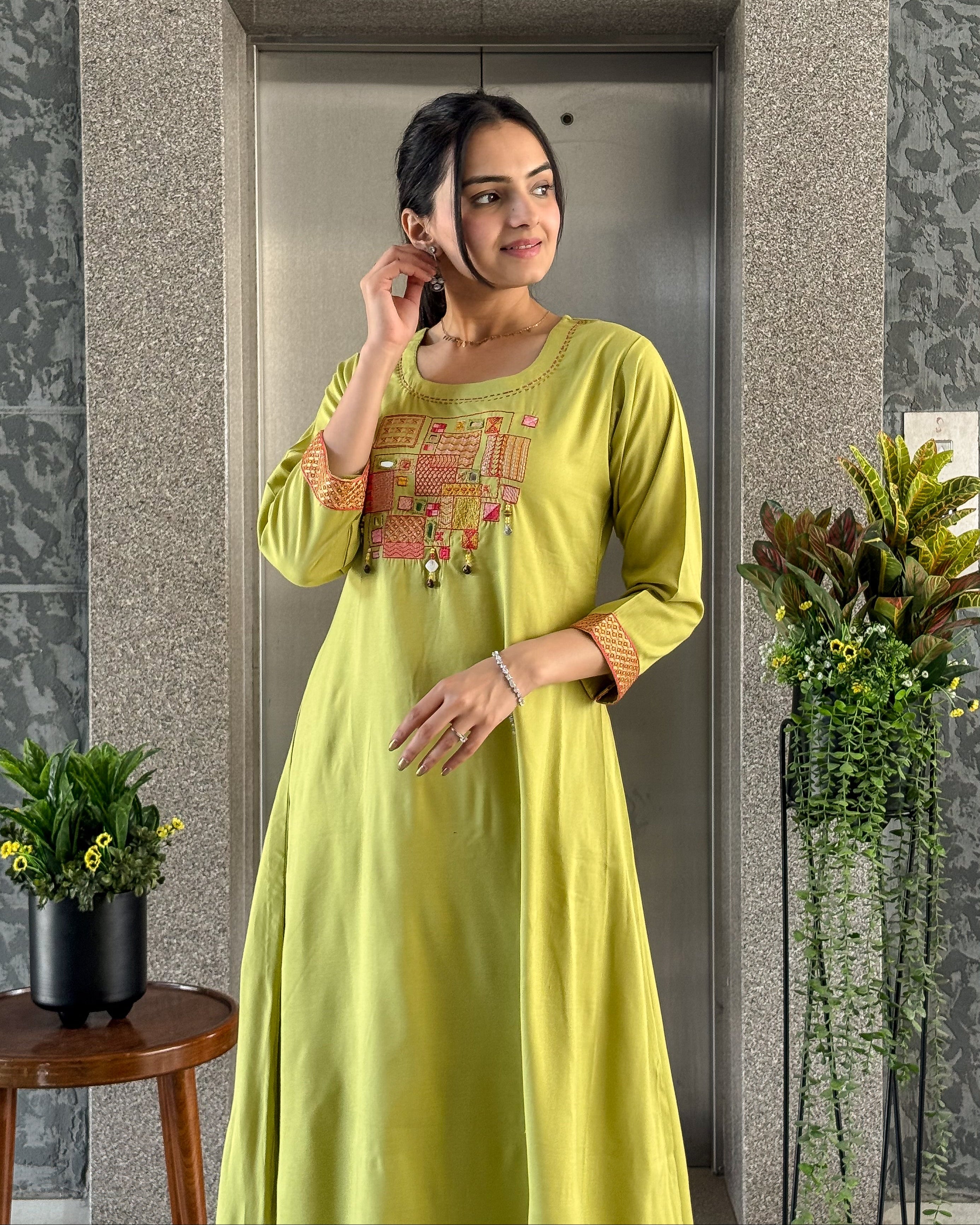 Parrot A-Line Kurta Palazzo Set For Women