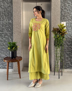 Parrot A-Line Kurta Palazzo Set For Women