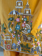 Mustard A Line Round Kurta Pant Set with Dupatta