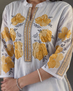 Grey A-Line Kurta Pant Set With Dupatta
