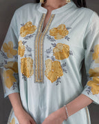 Light Pista A-Line Kurta Pant Set With Dupatta