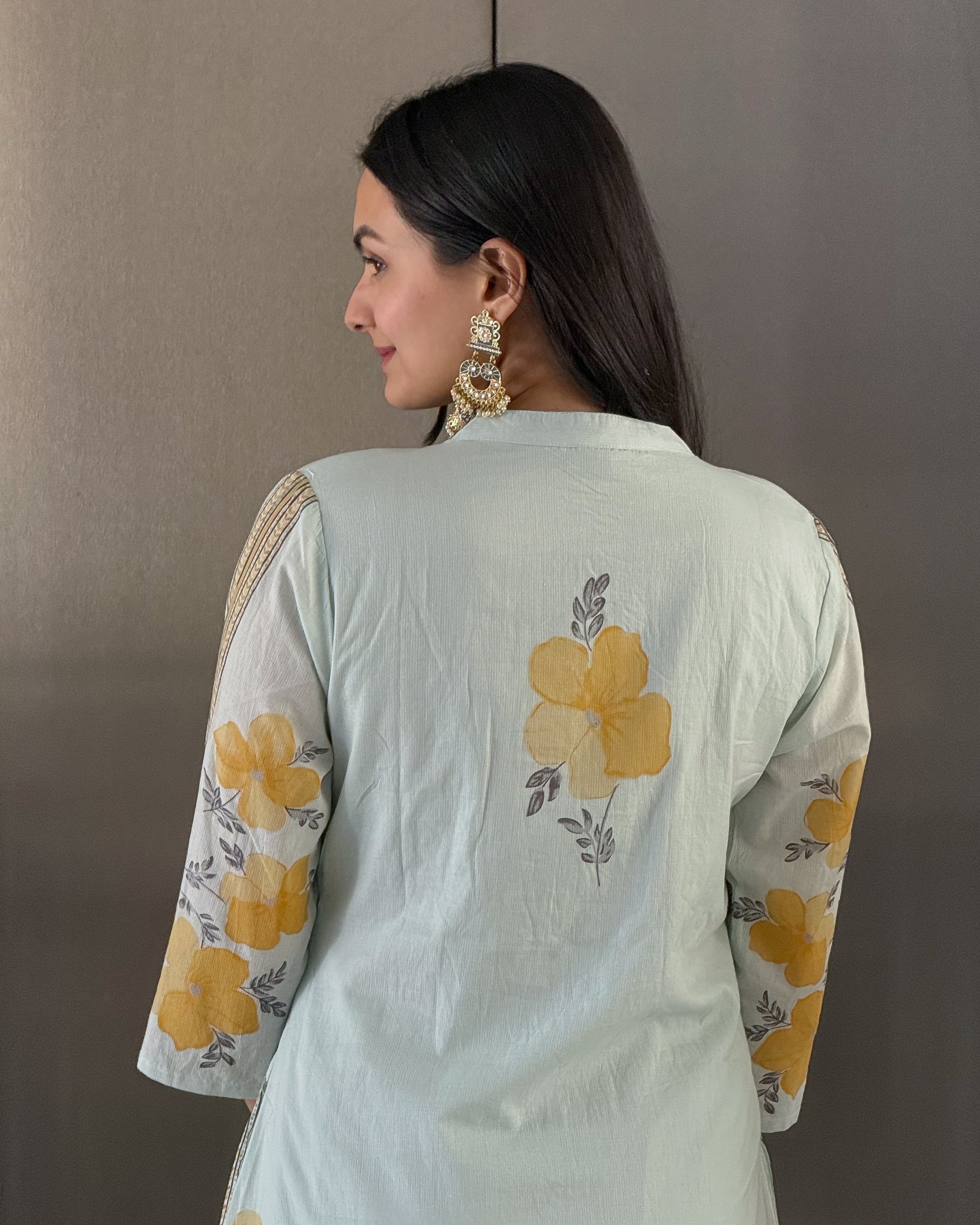 Light Pista A-Line Kurta Pant Set With Dupatta
