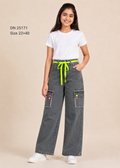 Stylish Wide-Leg Denim Cargo