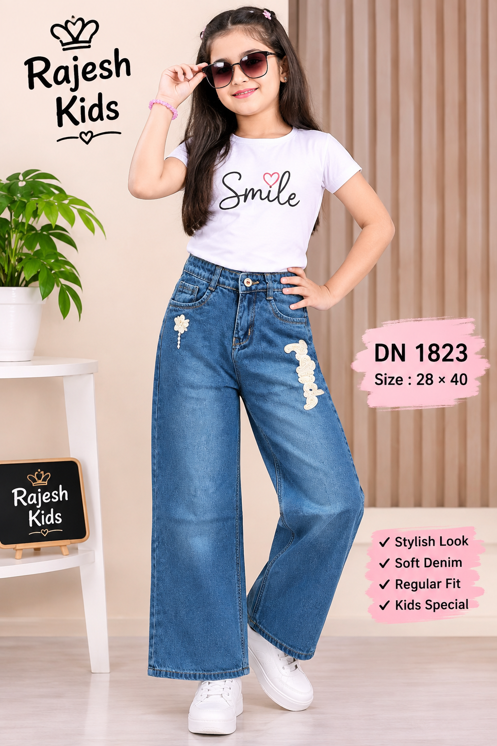 Stylish Wide-Leg Denim Jeans