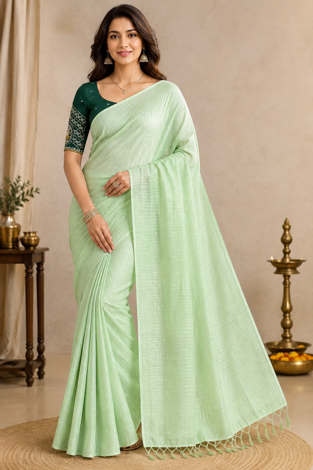 Sober Plain Gara Border Saree