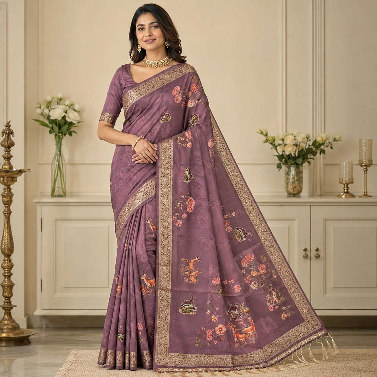Digital Print Cotton Silk Saree