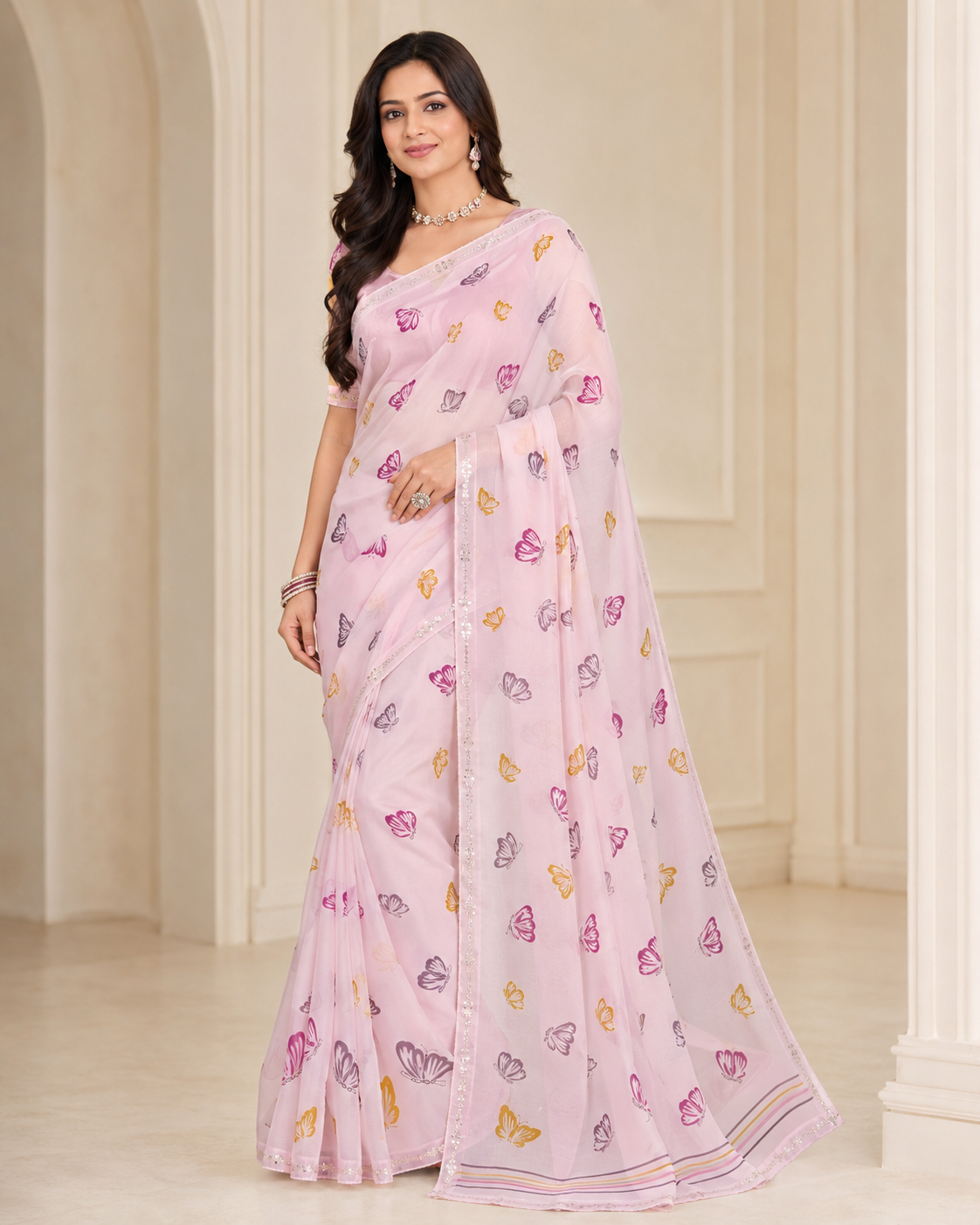 🌸Light Colour Digital Print Saree🌸