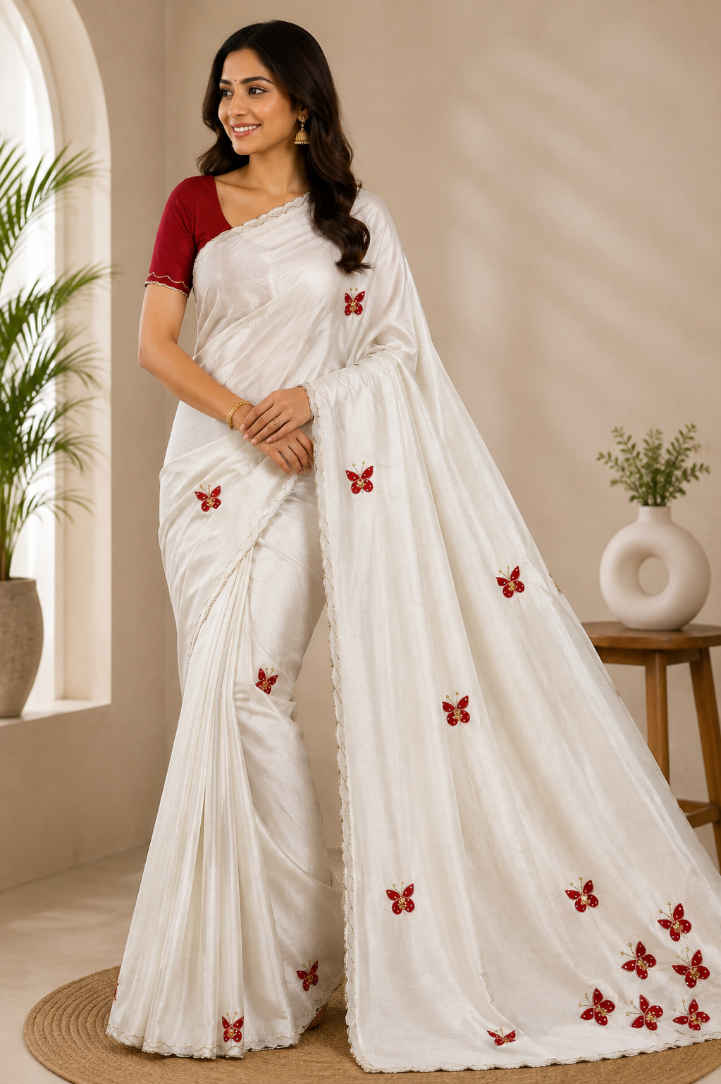 Stunning White Butterfly Saree
