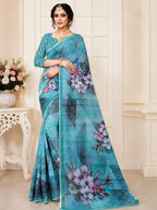 Beautiful Digital Print  Synthetic Saree