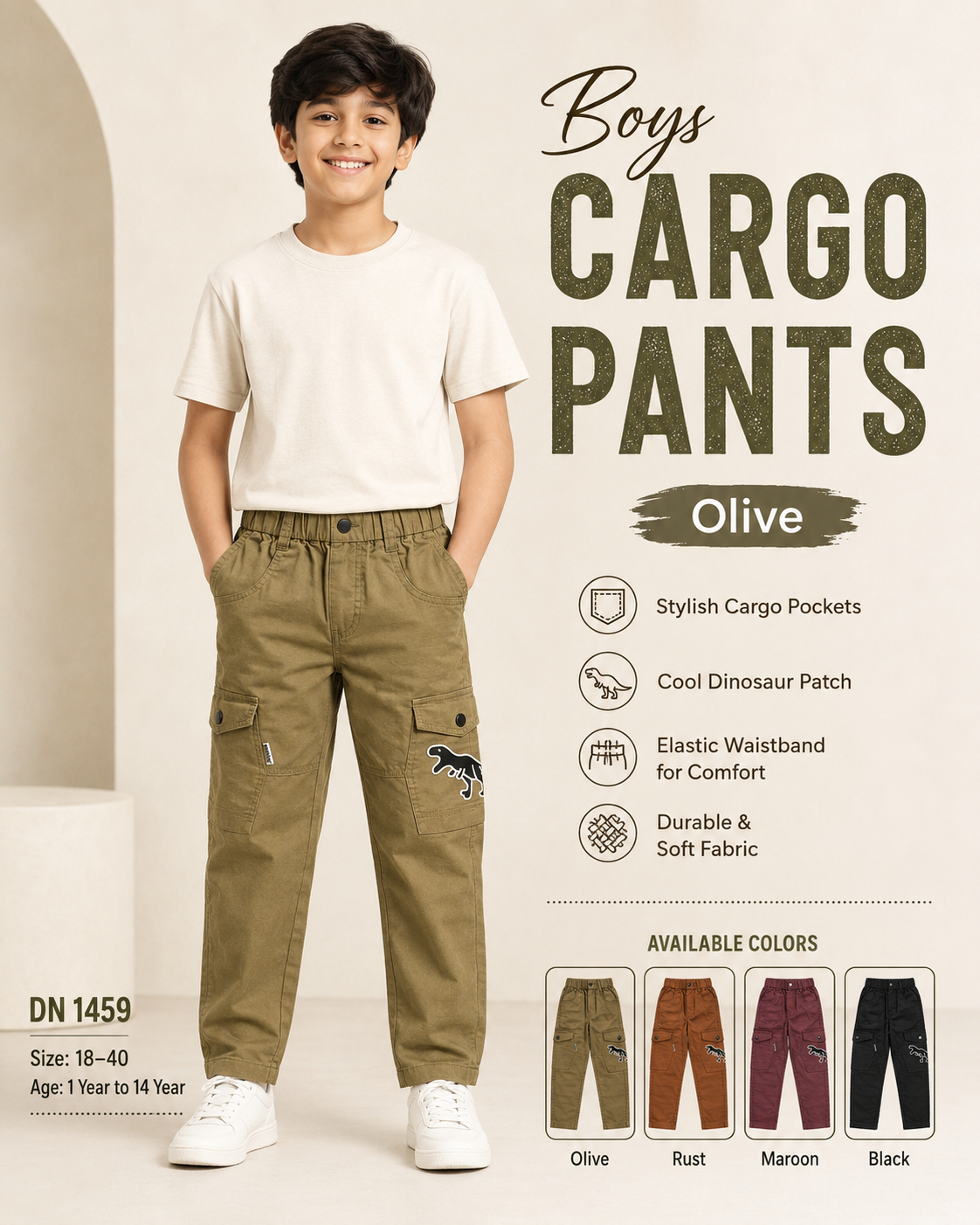 Comfortable Cargo Pants For Active Boys