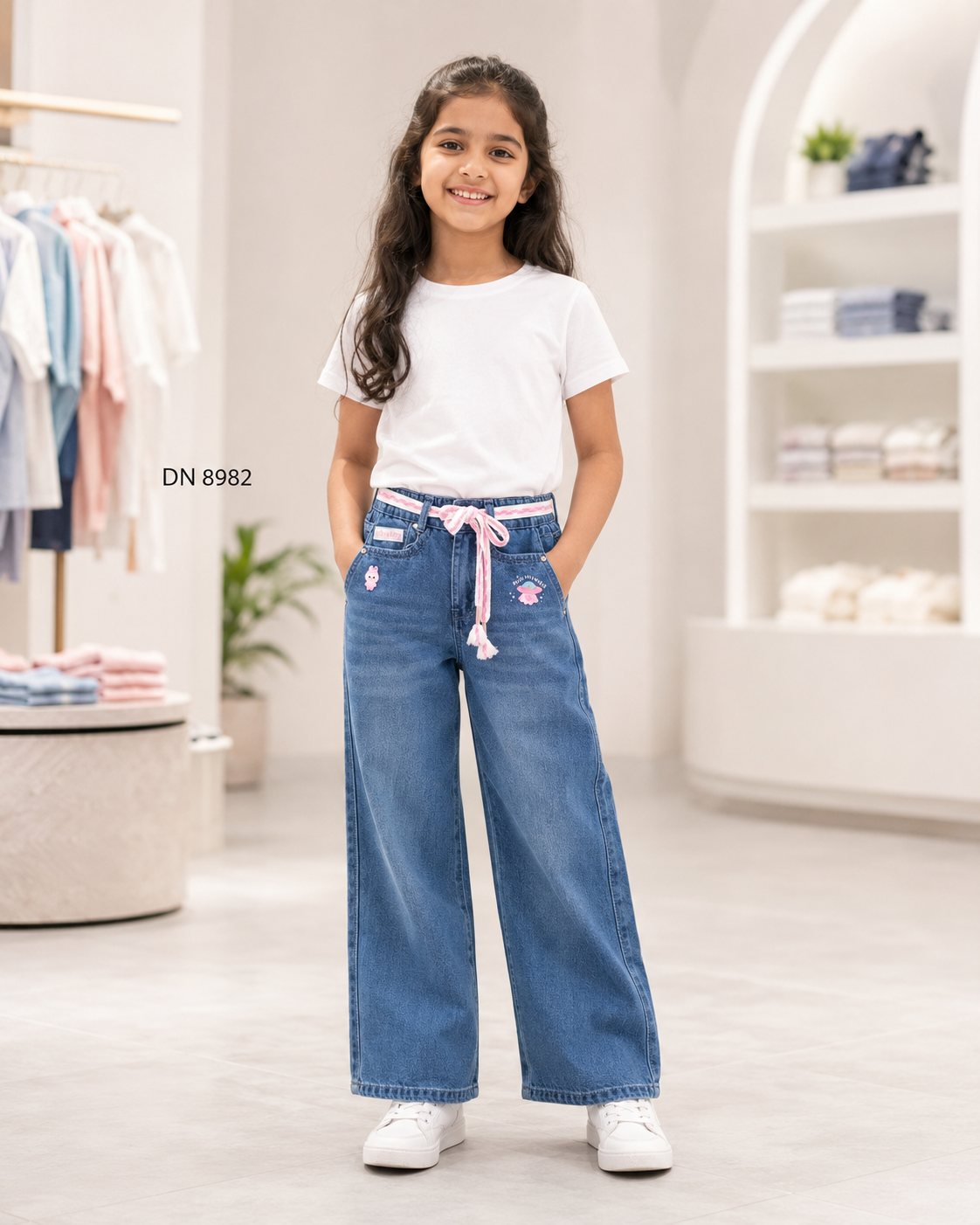 Mom-Fit Denim Jeans For Girls