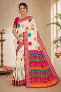 Adorned Saree With Vibrant Colorful Polka Dots